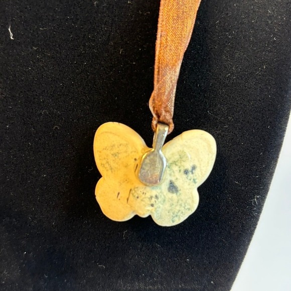 Unique Butterfly Pendant Necklace Sheer Ribbon Cord Boho Charm - Picture 3 of 7